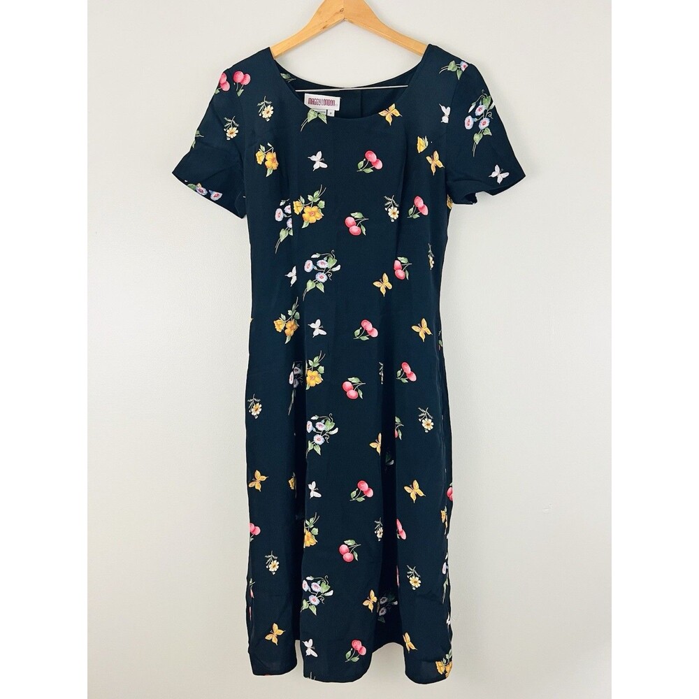 Vintage Maggy London Whimsy Tie Back Midi Dress